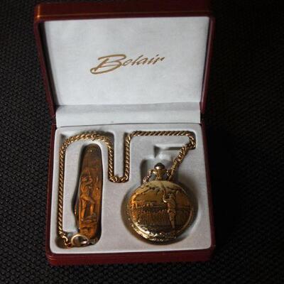 Belair collectible pocket watch and pocket knife.