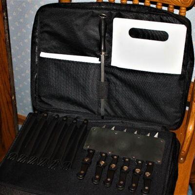 Chef Knife Briefcase complete with knives, forks, cutting board, tablecloth etc...