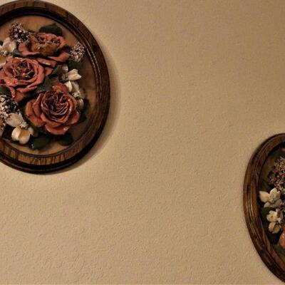 Antique multi-dimensional floral wall hangings
