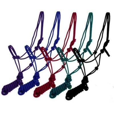 131	

1 Purple and 1 Teal Nylon cowboy knot rope halter with removable 8 ft lead
This cowboy knot halter is adjustable and has a 8ft...