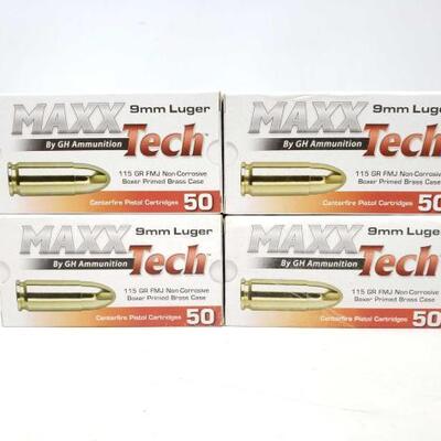 509	

New In Box 200 Rounds Of Maxx Tech 9mm Luger Ammo
New In Box 200 Rounds Of Maxx Tech 9mm Luger Ammo