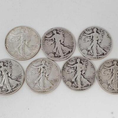 #1932 â€¢ Seven Walking Liberty Half Dollar Coins