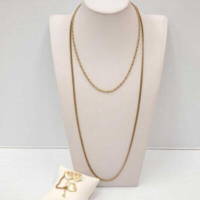 #1379 â€¢ Costume Jewelry 2 chains and 1pin. 
