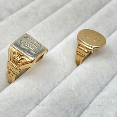 #1344 â€¢ 2 10k Gold Rings, 4.2g sizes 7.5 and 3.5 