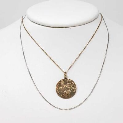 #1320 • 2 10K Gold Necklaces With One Pendant- 3.7g
