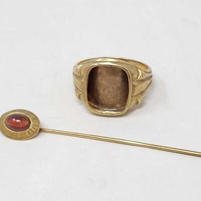 #1248 • 14k Gold Pin Needle and Ring- 8.7g