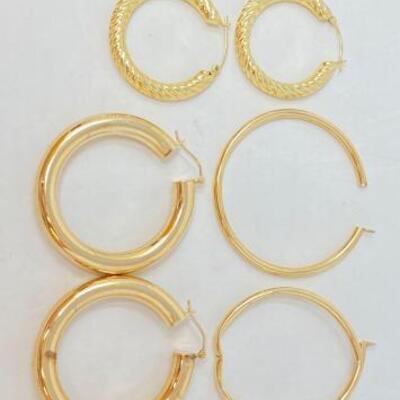 #1236 • 3 Pairs Of 14K Gold Earrings- 12.2g