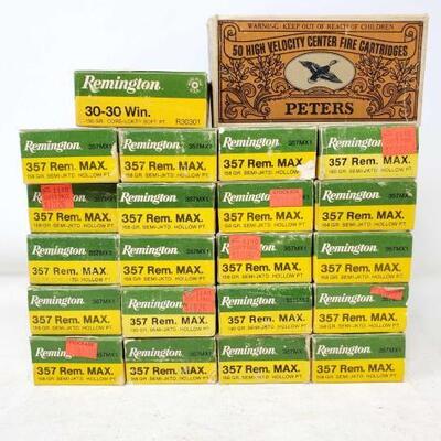 #1044 â€¢ Approx 400 Empty Ammo Shells Of Remington 357 Rem. MAX, Approx 17 Empty Ammo Shells Of Rem...