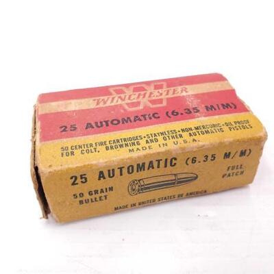 #964 â€¢ Approx 50 Rounds Of Winchester 25 Automatic (6.35 M/M)
