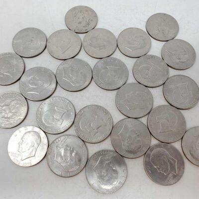 #1903 â€¢ Approx 24 Eisenhower One Dollar Coins Ranging Between 1776 To 1978
