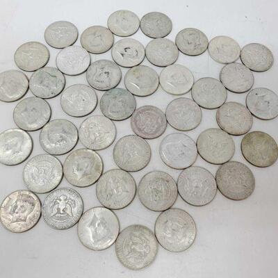 #1887 â€¢ Approx 43 Of Kennedy Half Dollar Coins Ranging From 1964 To 1969