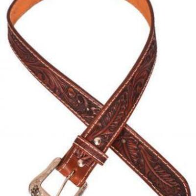 157	

Showman Â® Men's Agrentina Cow Leather Belt.
This belt is made from Argentina cow leather, genuine hand tooled, and is dark...