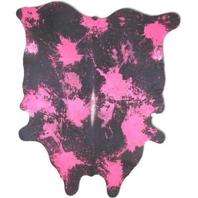 176	

Brazilian Pink Splatter Distressed Black cowhide rugs.
Measures Approx 85â€x80â€