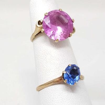 #1324 • 2 10K Gold Rings With Semi-Precious Stones- 5.5g