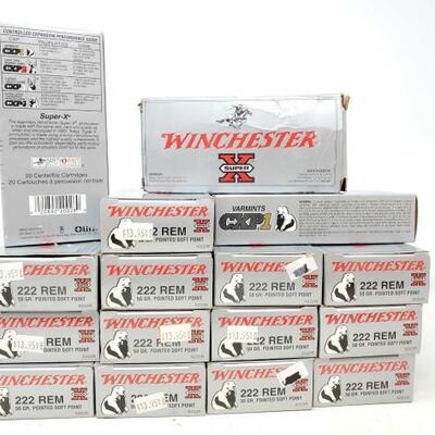 #1040 â€¢ New 800 Rounds Of Winchester Super X 222 REM 50 GR. Pointed Soft Point X222R
