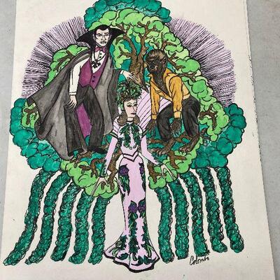 https://www.ebay.com/itm/114899334360	HC5002: Original Art Colombo - Caesar Maid's Costume Sketch New Orleans Mardi Gras Local Pickup
