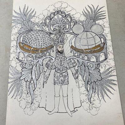 https://www.ebay.com/itm/114899333666	HC5001: Original Art Colombo - Caesar Duke's Costume Sketch New Orleans Mardi Gras Local Pickup
