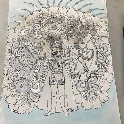 https://www.ebay.com/itm/114899337918	HC5005: Original Art Colombo - Caesar Duke's Costume Sketch New Orleans Mardi Gras Local Pickup
