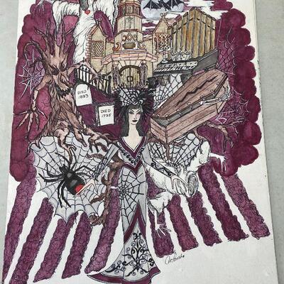 https://www.ebay.com/itm/114899334831	HC5003: Original Art Colombo - Caesar Maid's Costume Sketch New Orleans Mardi Gras Local Pickup
