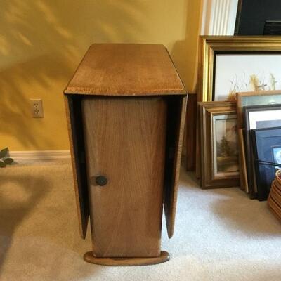 Sideview -  Door under drop leaf table with storage. 
