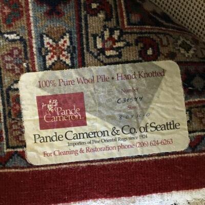Pande Cameron Label on back of Area Rug.