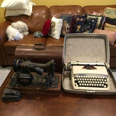 Antique Singer Sewing Machine and Vintage Sears/Kenmore Tower Typewriter 