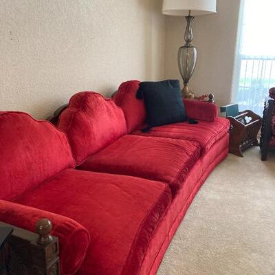 Gorgeous red, curved front sofa