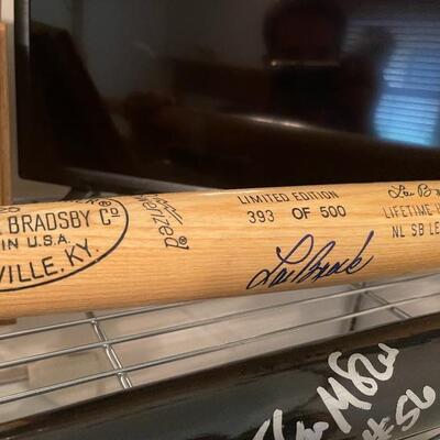 Game Used Autographed Brian Mcrae Bat And Lou Brock Autographed Limited Edition Bat 393/500