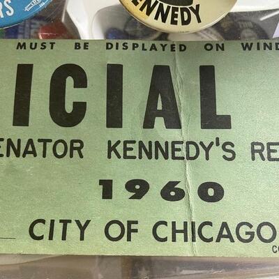 ONE OF A KIND car windshield placard from the 1960 reception of Senator John Fitzgerald Kennedy (JFK) in Chicago