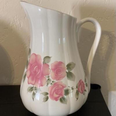 Gibson Houseware Pitcher  with Roseland Pink Roses