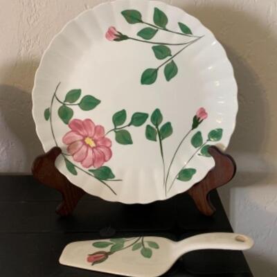 Blue Ridge Hand Painted Colonial Rose Cake Plate and Server 1930â€™s-1940â€™s