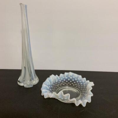 Vintage Bud Vase.                                                     Vintage Opalescent Ruffled Candy Dish