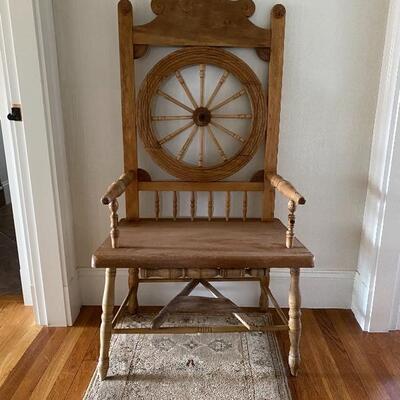 Folk art custom chair from spinning wheel 150-200 yrs old
