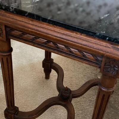 Louis XVI Style Square Marble Top Small Accent Table - 21