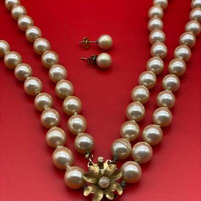Faux Vintage Pearls & Earrings - $25