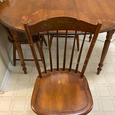 Vintage L. Hitchcock Stenciled Dining Table & 4 Chairs - $240