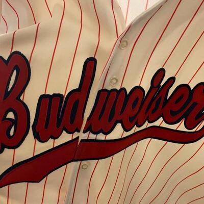 Vintage Budweiser Pinstripe Baseball Jersey 2XL - $25