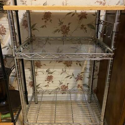3-Tier Wire Rack Kitchen W/Wood Top - $30