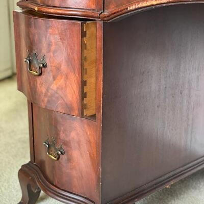 Antique Solid Honduras Mahogany Colonial MFG. 7-Drawer Leather Top Desk - 30