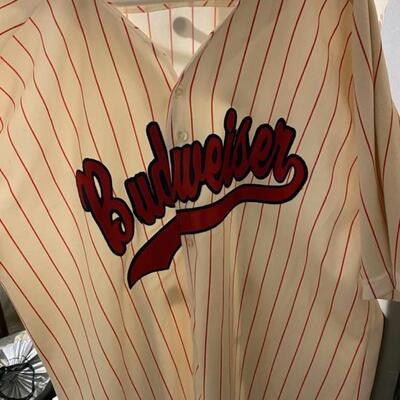 Vintage Budweiser Pinstripe Baseball Jersey 2XL - $25