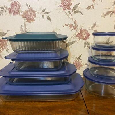 8PC Lidded Glass Pyrex Containers - $35
