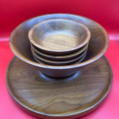 Burl Walnut Missouri 5PC Bowls & A Black Walnut Lazy Susan - $40