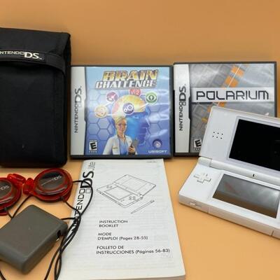 Nintendo DS Lite White W/Case, Games, Charger & Headphones - $70