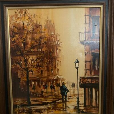 Vintage Parisian Style Artwork 29" x 25" - $50