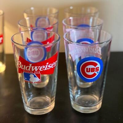6PC Budweiser Pint 16oz Chicago Cubs Drinking Glasses - $30