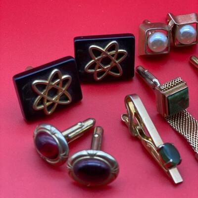 9 Pairs of Vintage Cufflinks & 6 Tie Clips - $30