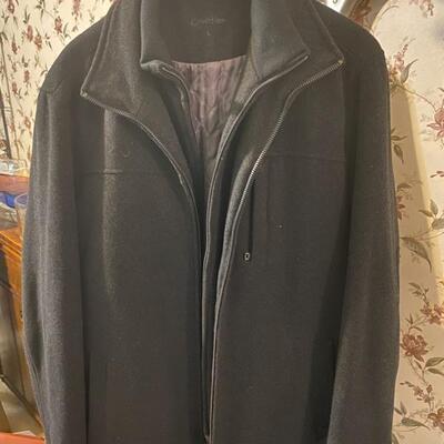 Calvin Klein Wool & Polyester Black Winter Coat Size Large - $25