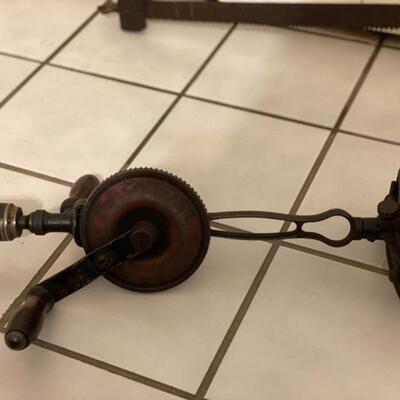Vintage Bow Saw & Vintage Hand Drill - $35