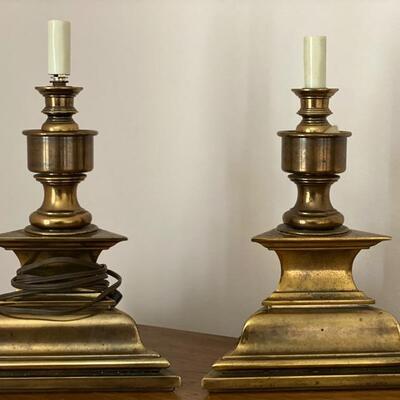 5PC Vintage Solid Brass Holly Regency Lamps - $140