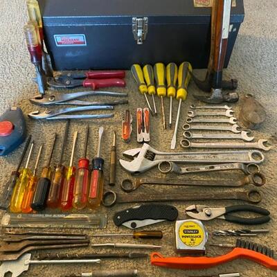 60PC Tool Starter Kit W/Master Mechanic Hip Roof Tool Box - $40